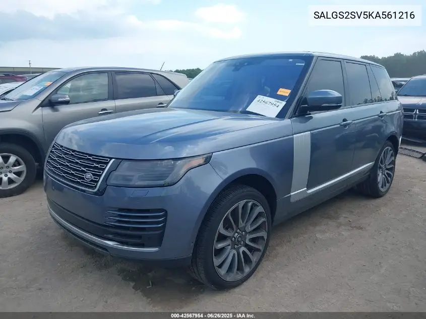 2019 Land Rover Range Rover 3.0L V6 Supercharged Hse VIN: SALGS2SV5KA561216 Lot: 42567954