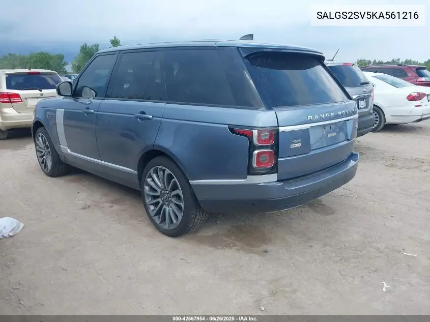 2019 Land Rover Range Rover 3.0L V6 Supercharged Hse VIN: SALGS2SV5KA561216 Lot: 42567954