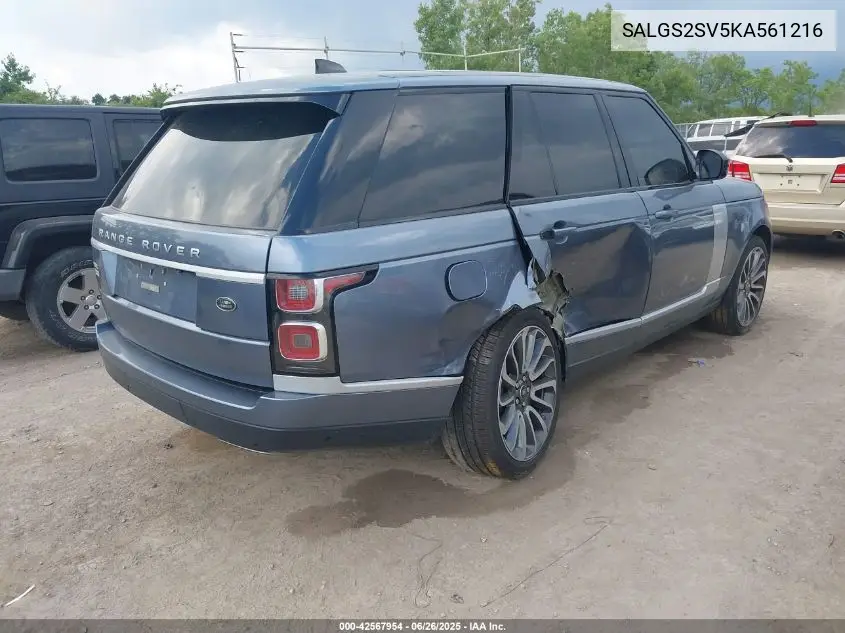 2019 Land Rover Range Rover 3.0L V6 Supercharged Hse VIN: SALGS2SV5KA561216 Lot: 42567954