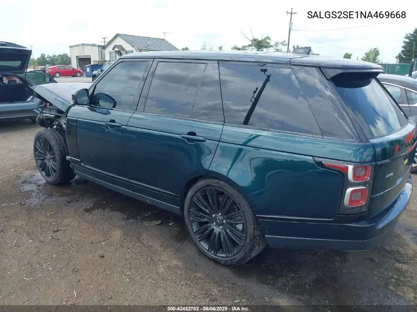 2022 Land Rover Range Rover P525 Westminster VIN: SALGS2SE1NA469668 Lot: 42452702