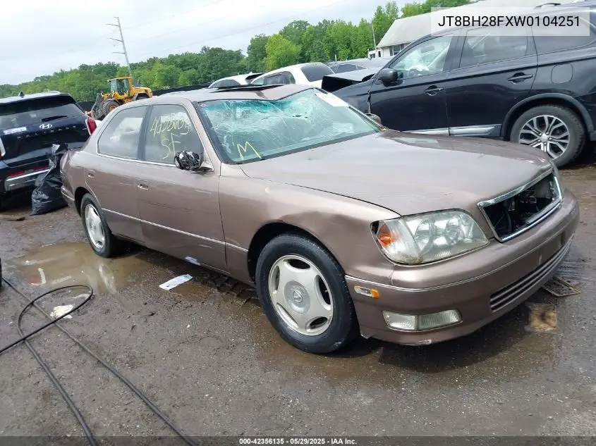 1998 Lexus Ls 400 VIN: JT8BH28FXW0104251 Lot: 42356135