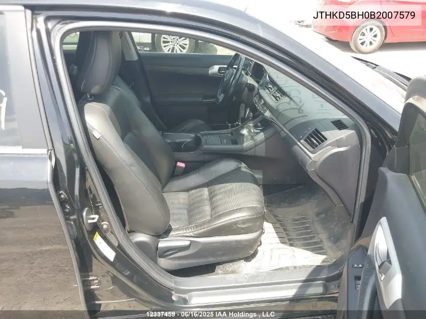 2011 Lexus Ct VIN: JTHKD5BH0B2007579 Lot: 12337459