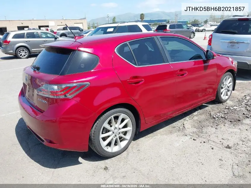 2011 Lexus Ct 200H Premium VIN: JTHKD5BH6B2021857 Lot: 42047488