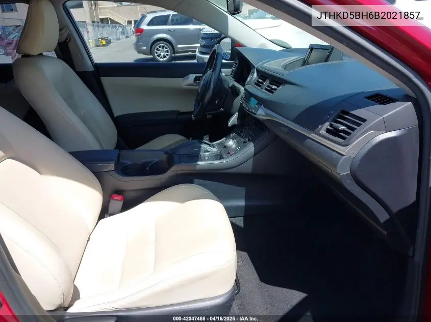 2011 Lexus Ct 200H Premium VIN: JTHKD5BH6B2021857 Lot: 42047488