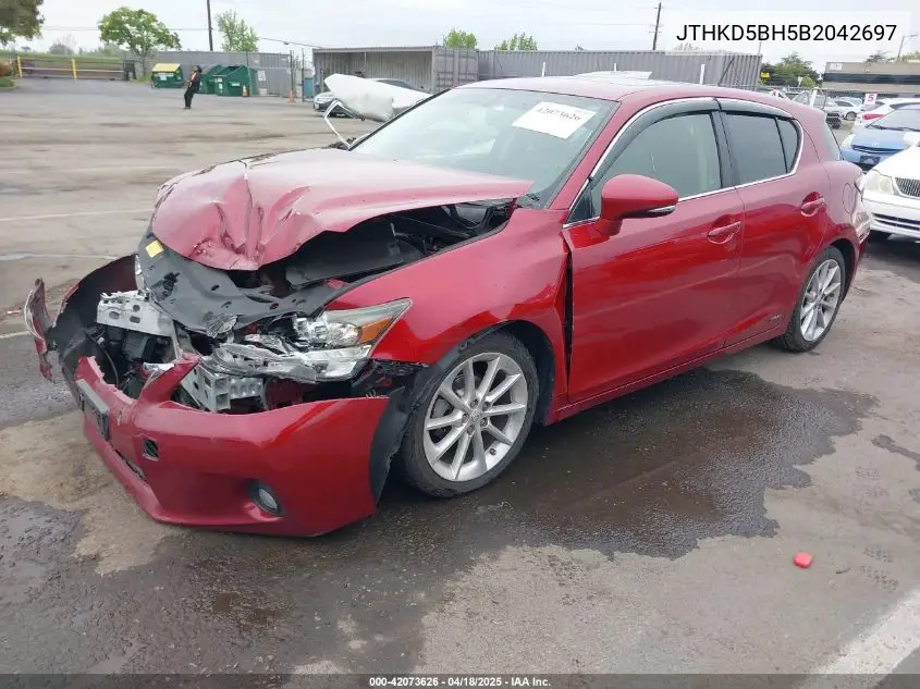 2011 Lexus Ct 200H Premium VIN: JTHKD5BH5B2042697 Lot: 42073626