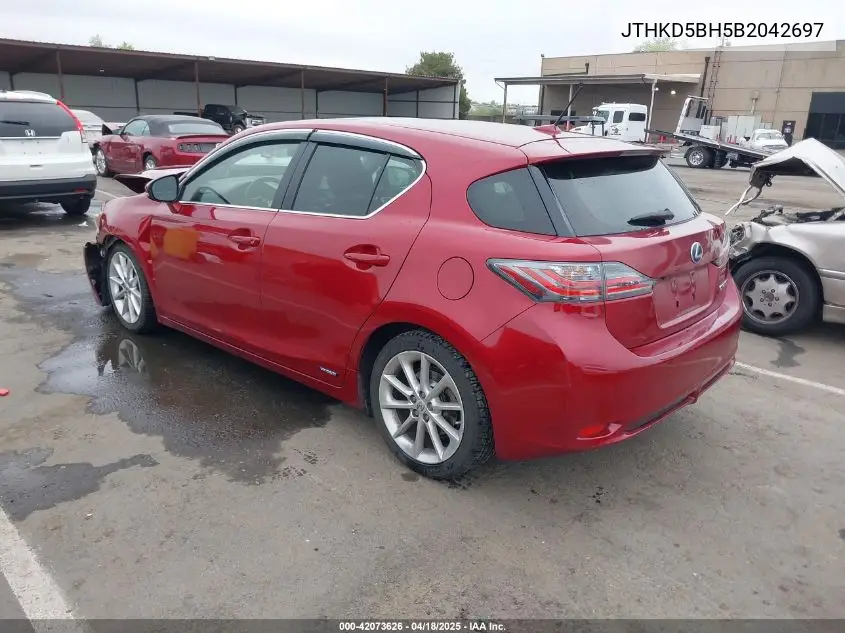 2011 Lexus Ct 200H Premium VIN: JTHKD5BH5B2042697 Lot: 42073626