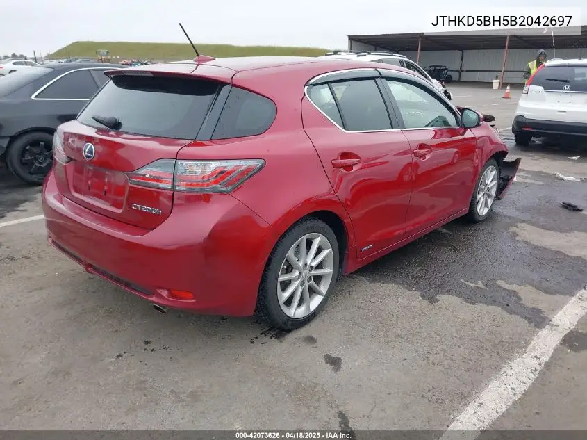 2011 Lexus Ct 200H Premium VIN: JTHKD5BH5B2042697 Lot: 42073626