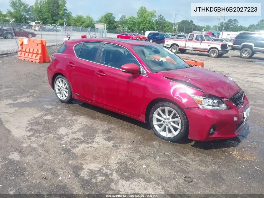 2011 Lexus Ct 200H Premium VIN: JTHKD5BH6B2027223 Lot: 42198313