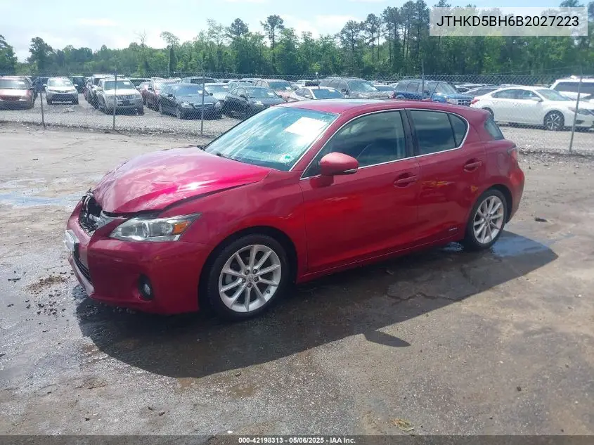 2011 Lexus Ct 200H Premium VIN: JTHKD5BH6B2027223 Lot: 42198313
