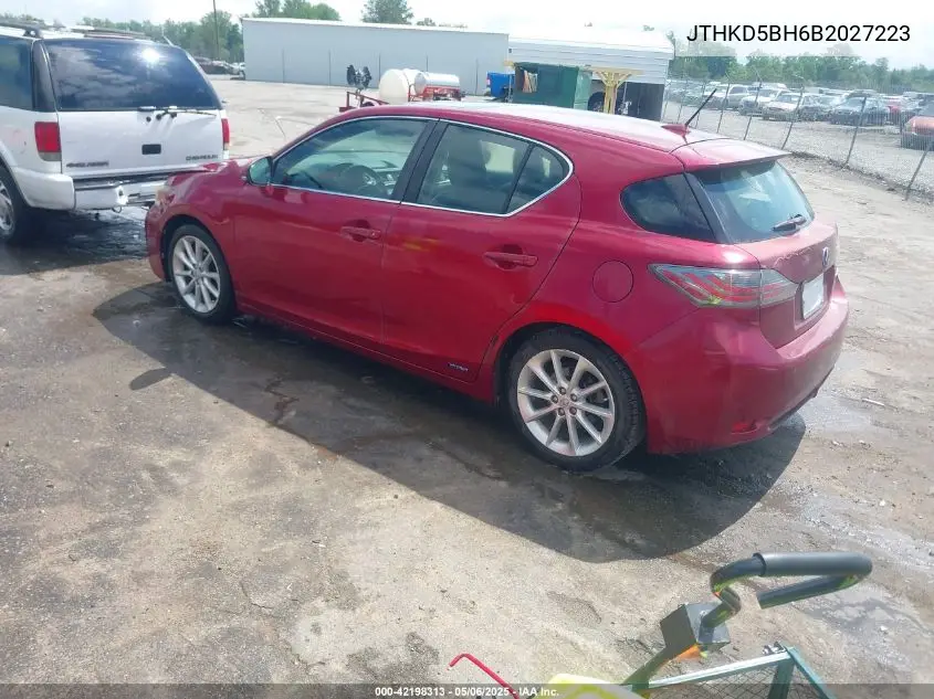 2011 Lexus Ct 200H Premium VIN: JTHKD5BH6B2027223 Lot: 42198313