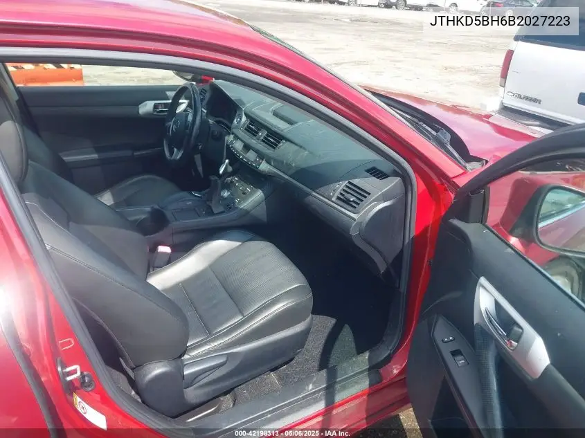 2011 Lexus Ct 200H Premium VIN: JTHKD5BH6B2027223 Lot: 42198313