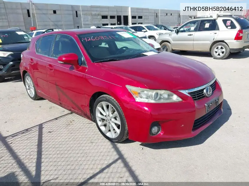 2011 Lexus Ct 200H Premium VIN: JTHKD5BH5B2046412 Lot: 42608511