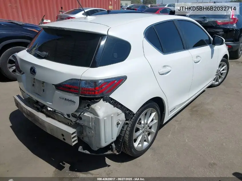 2011 Lexus Ct 200H Premium VIN: JTHKD5BH6B2032714 Lot: 42620017