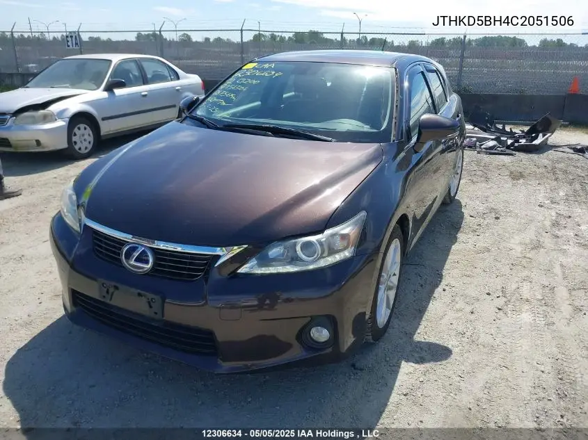 2012 Lexus Ct 200 VIN: JTHKD5BH4C2051506 Lot: 12306634