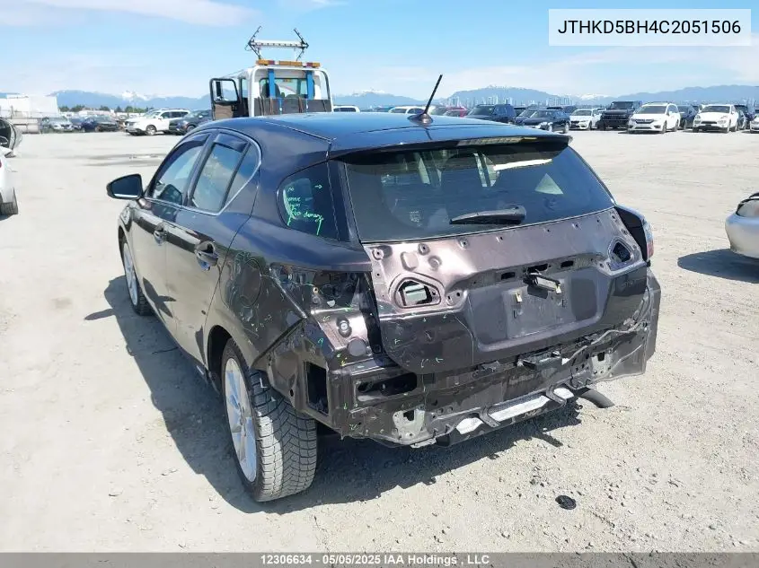 2012 Lexus Ct 200 VIN: JTHKD5BH4C2051506 Lot: 12306634