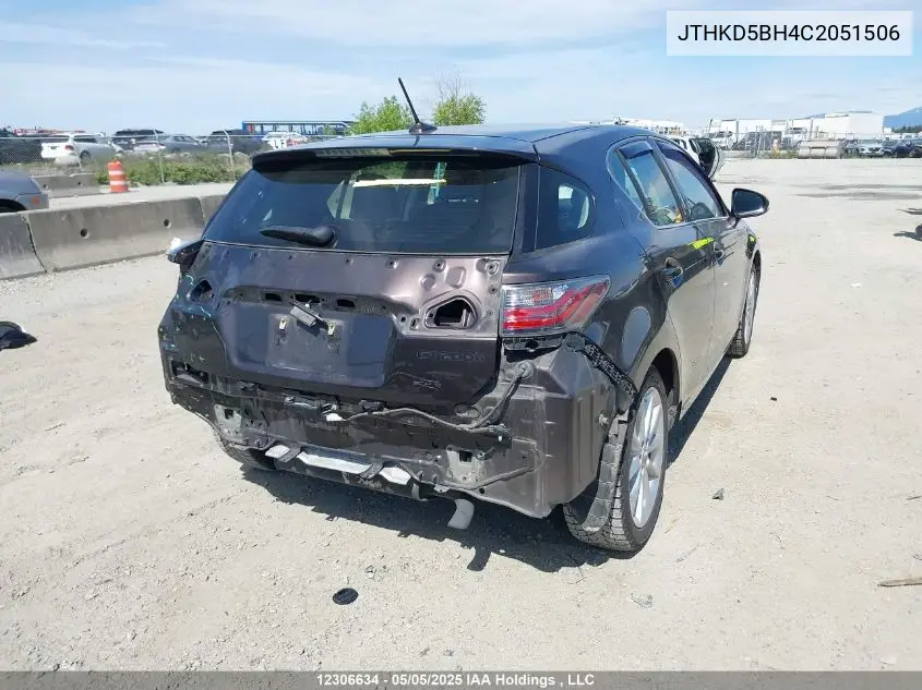 2012 Lexus Ct 200 VIN: JTHKD5BH4C2051506 Lot: 12306634