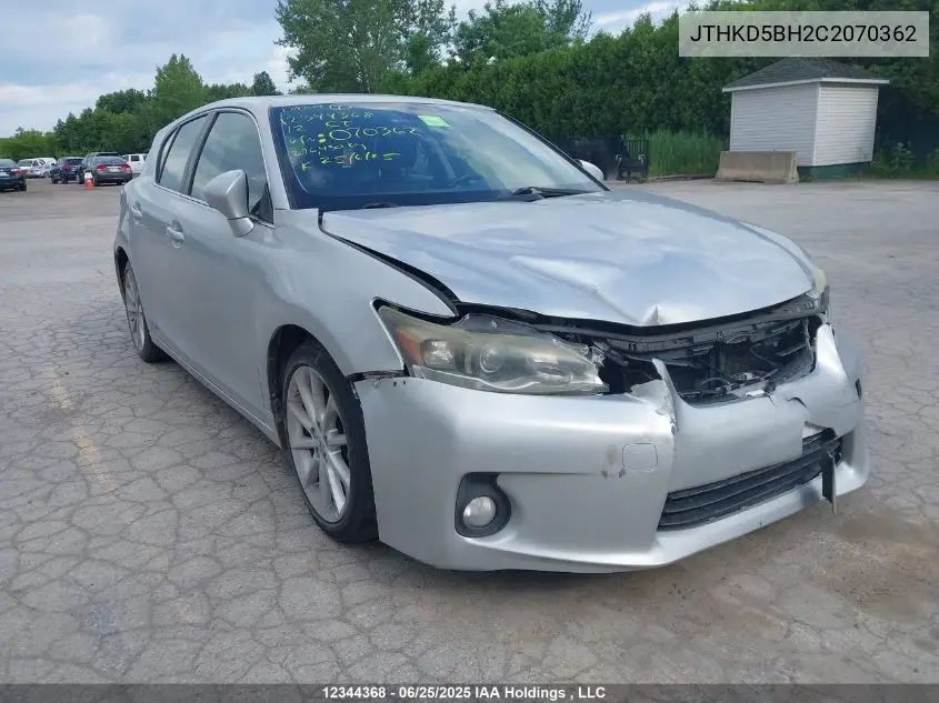 2012 Lexus Ct VIN: JTHKD5BH2C2070362 Lot: 12344368