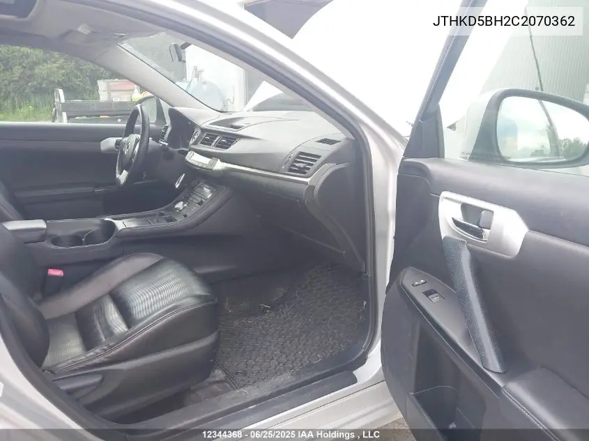 2012 Lexus Ct VIN: JTHKD5BH2C2070362 Lot: 12344368