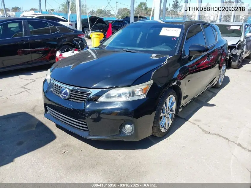 2012 Lexus Ct 200H Premium VIN: JTHKD5BH0C2093218 Lot: 41815958