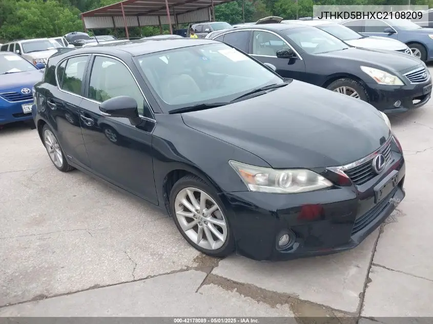 2012 Lexus Ct 200H Premium VIN: JTHKD5BHXC2108209 Lot: 42178089