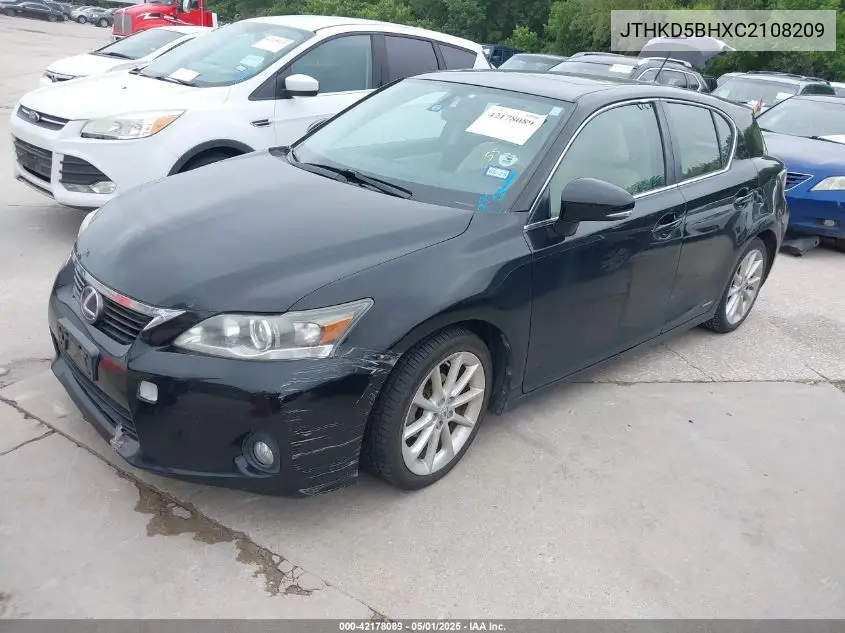 2012 Lexus Ct 200H Premium VIN: JTHKD5BHXC2108209 Lot: 42178089