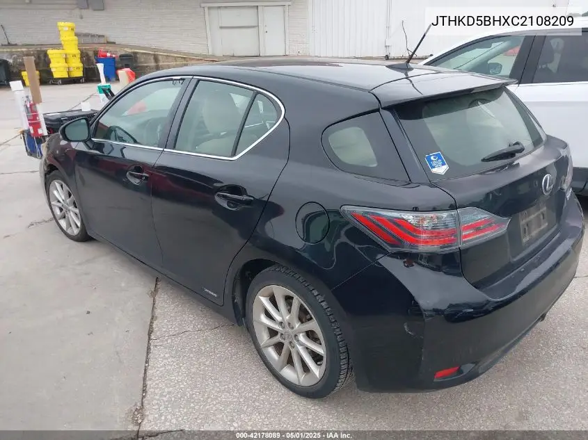 2012 Lexus Ct 200H Premium VIN: JTHKD5BHXC2108209 Lot: 42178089