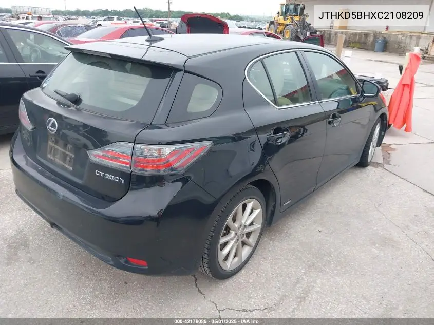 2012 Lexus Ct 200H Premium VIN: JTHKD5BHXC2108209 Lot: 42178089