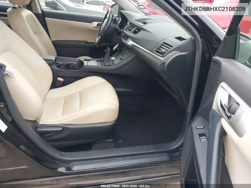 2012 Lexus Ct 200H Premium VIN: JTHKD5BHXC2108209 Lot: 42178089