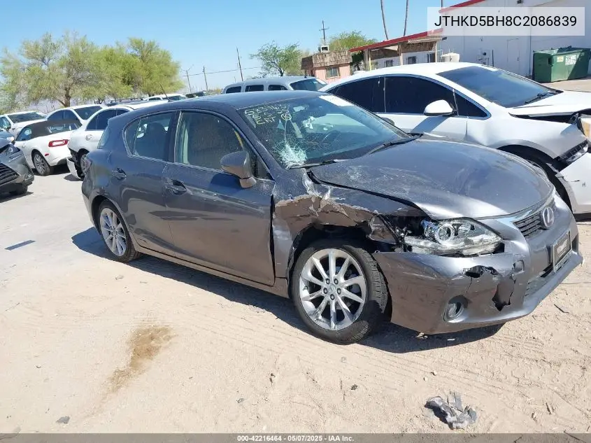 2012 Lexus Ct 200H Premium VIN: JTHKD5BH8C2086839 Lot: 42216464