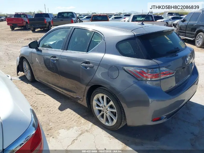 2012 Lexus Ct 200H Premium VIN: JTHKD5BH8C2086839 Lot: 42216464