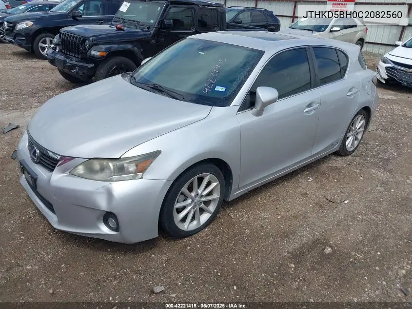 2012 Lexus Ct 200H Premium VIN: JTHKD5BH0C2082560 Lot: 42221415