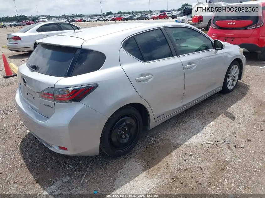2012 Lexus Ct 200H Premium VIN: JTHKD5BH0C2082560 Lot: 42221415