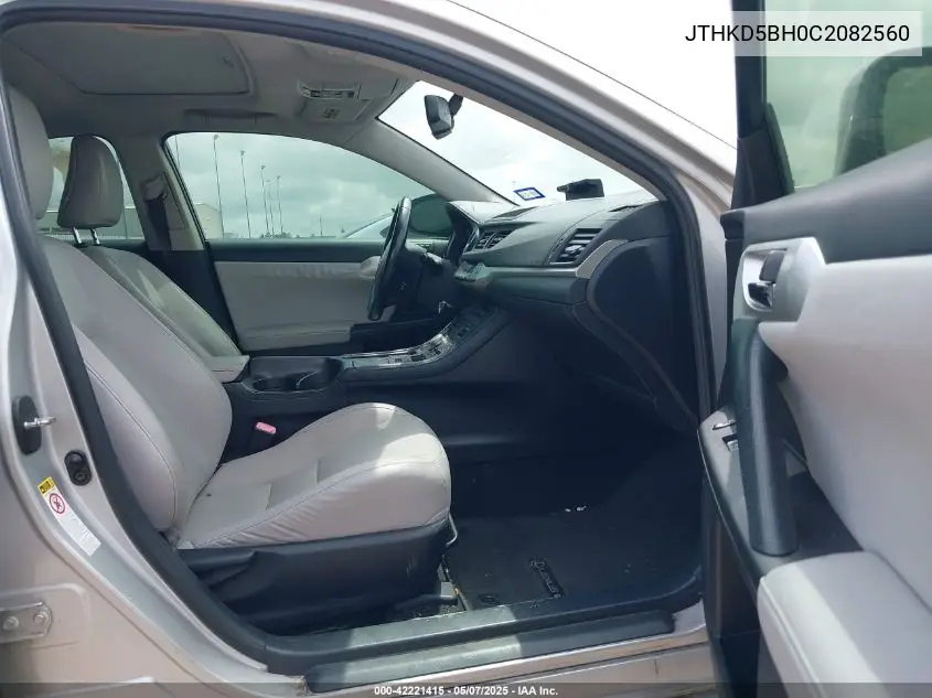 2012 Lexus Ct 200H Premium VIN: JTHKD5BH0C2082560 Lot: 42221415