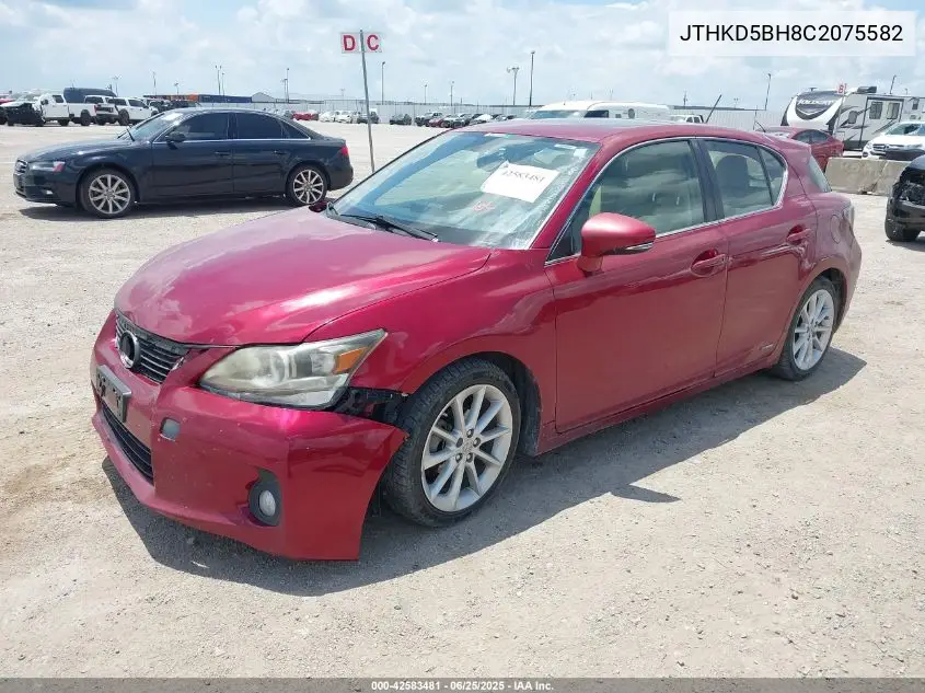 2012 Lexus Ct 200H Premium VIN: JTHKD5BH8C2075582 Lot: 42583481