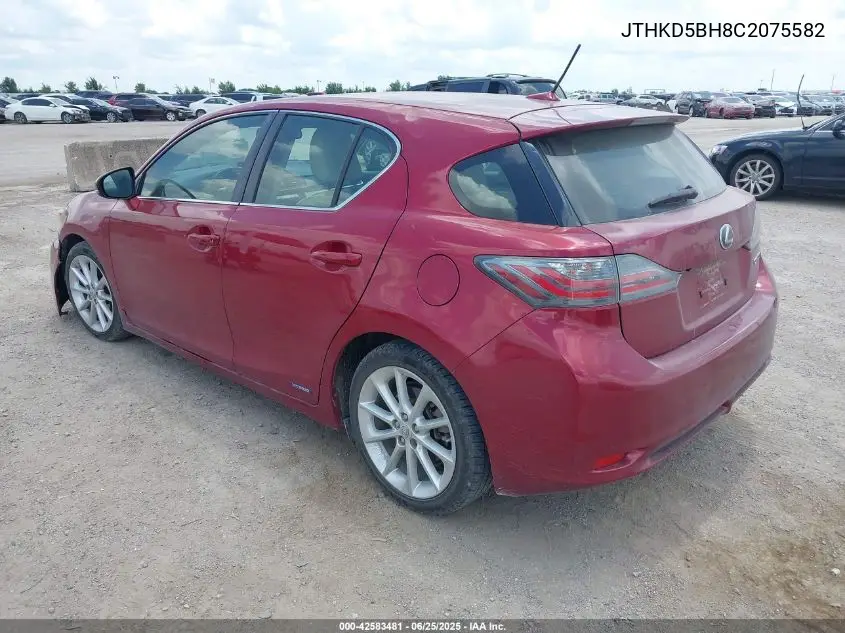 2012 Lexus Ct 200H Premium VIN: JTHKD5BH8C2075582 Lot: 42583481