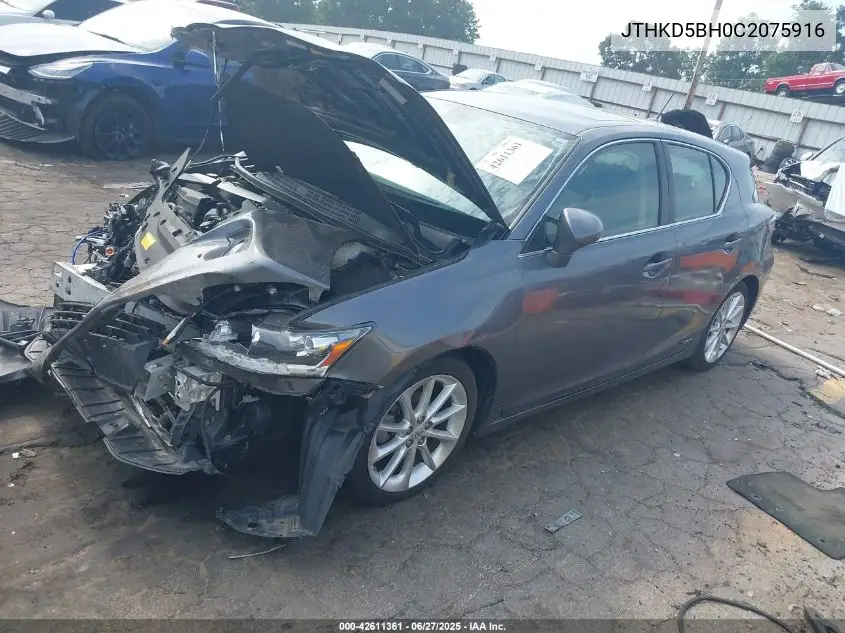 2012 Lexus Ct 200H Premium VIN: JTHKD5BH0C2075916 Lot: 42611361