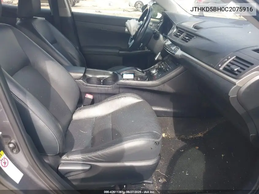 2012 Lexus Ct 200H Premium VIN: JTHKD5BH0C2075916 Lot: 42611361