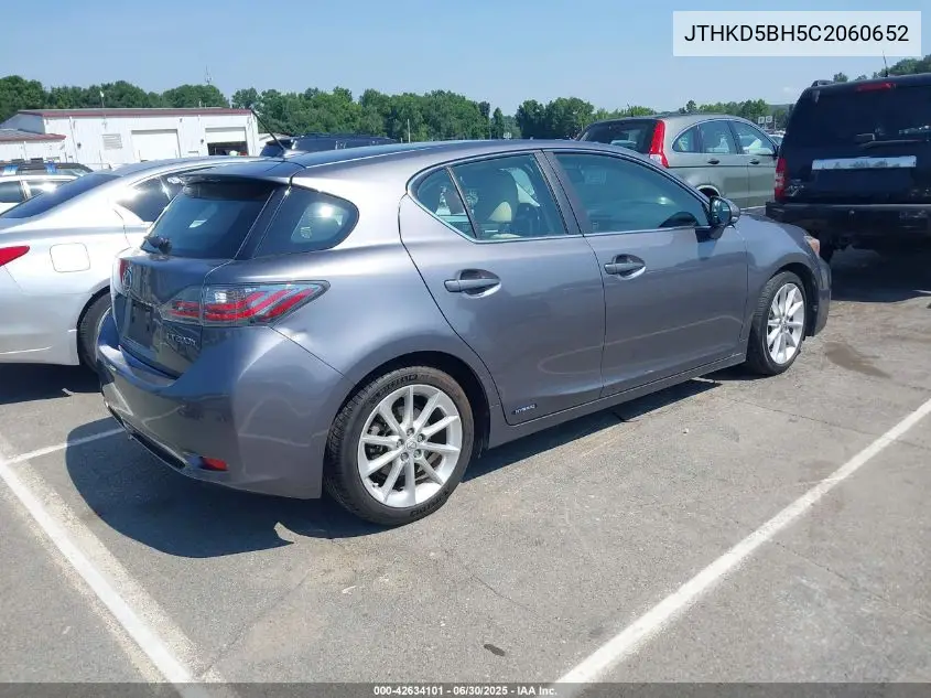2012 Lexus Ct 200H Premium VIN: JTHKD5BH5C2060652 Lot: 42634101