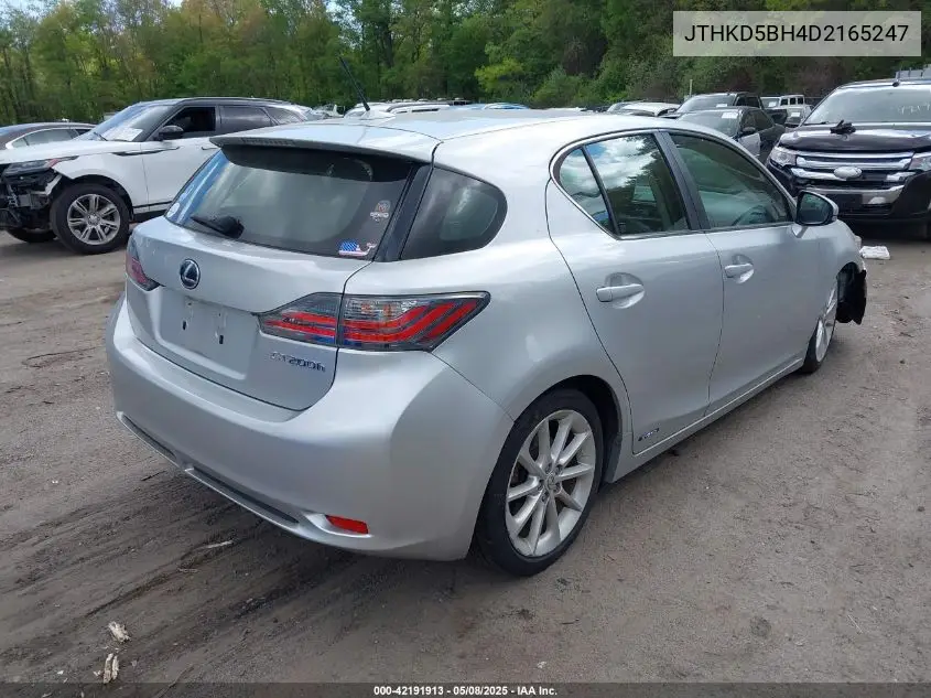 2013 Lexus Ct 200H VIN: JTHKD5BH4D2165247 Lot: 42191913