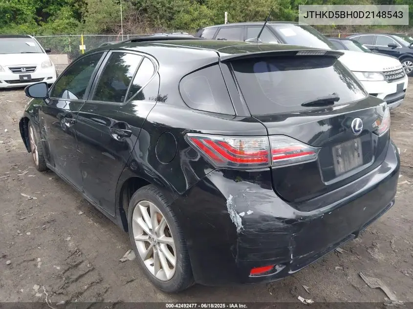 2013 Lexus Ct 200H VIN: JTHKD5BH0D2148543 Lot: 42492477