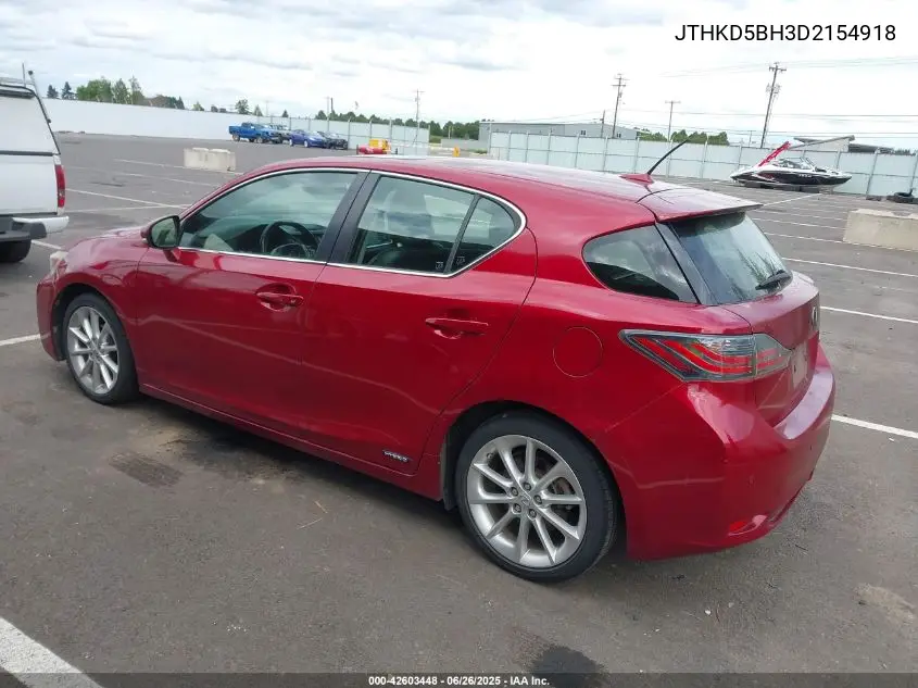 2013 Lexus Ct 200H VIN: JTHKD5BH3D2154918 Lot: 42603448