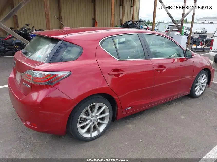 2013 Lexus Ct 200H VIN: JTHKD5BH3D2154918 Lot: 42603448