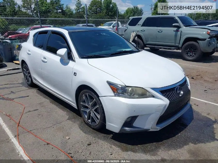 2014 Lexus Ct 200H VIN: JTHKD5BH4E2194507 Lot: 42538868