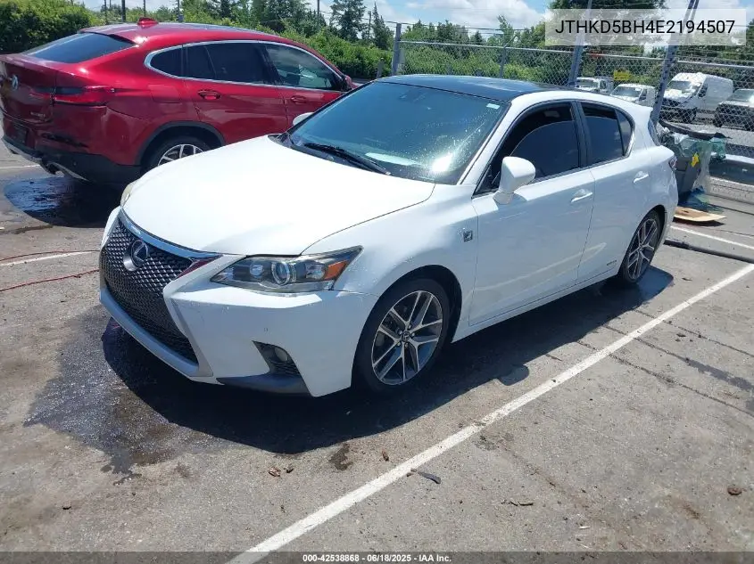 2014 Lexus Ct 200H VIN: JTHKD5BH4E2194507 Lot: 42538868