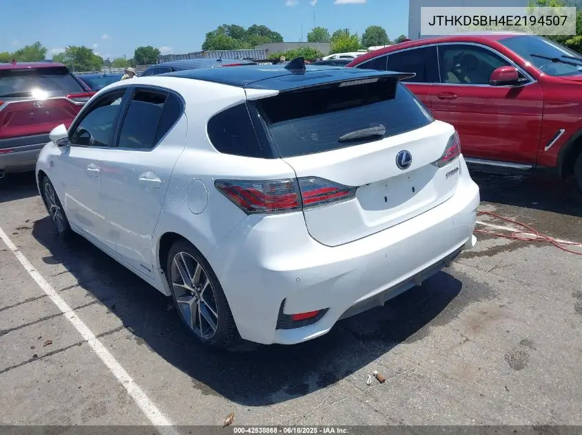 2014 Lexus Ct 200H VIN: JTHKD5BH4E2194507 Lot: 42538868