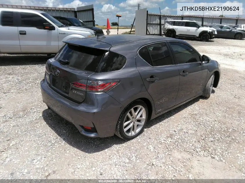2014 Lexus Ct 200H VIN: JTHKD5BHXE2190624 Lot: 42542488