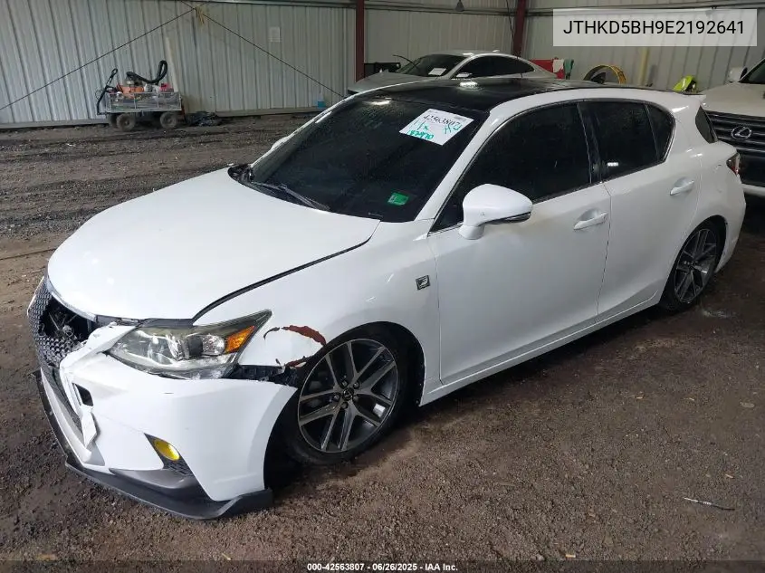 2014 Lexus Ct 200H VIN: JTHKD5BH9E2192641 Lot: 42563807