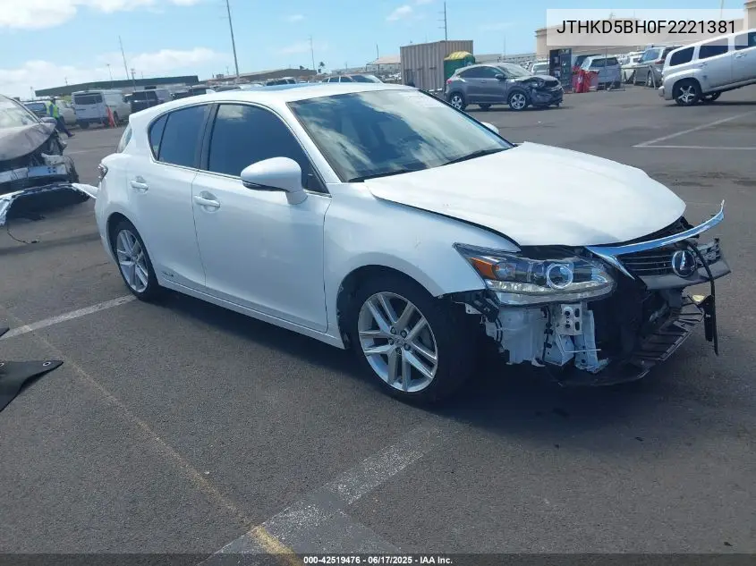 2015 Lexus Ct 200H VIN: JTHKD5BH0F2221381 Lot: 42519476