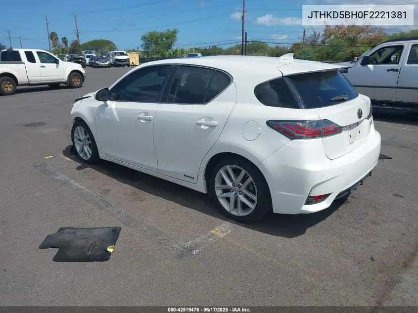 2015 Lexus Ct 200H VIN: JTHKD5BH0F2221381 Lot: 42519476