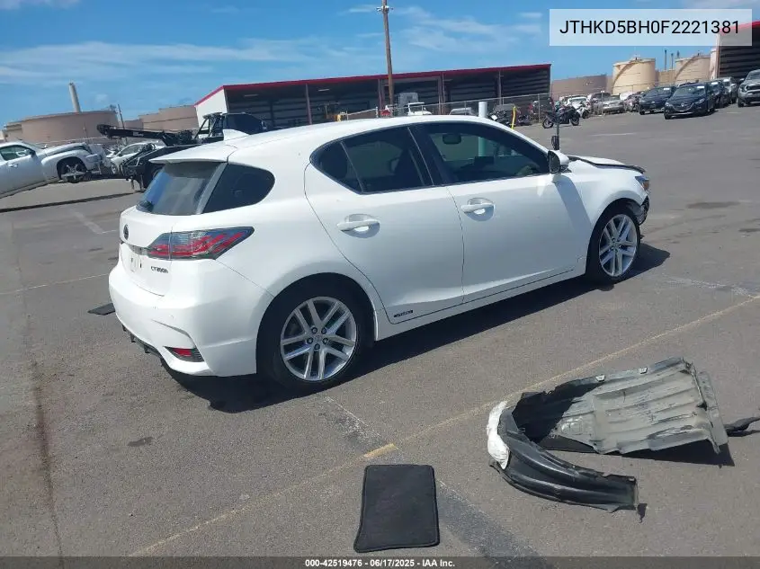 2015 Lexus Ct 200H VIN: JTHKD5BH0F2221381 Lot: 42519476
